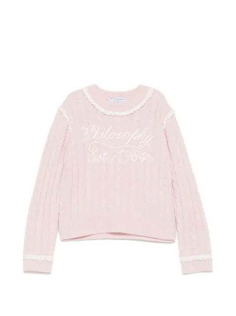 Philosophy Di Lorenzo Serafini Kids 케이블 니트 자수 스웨터
