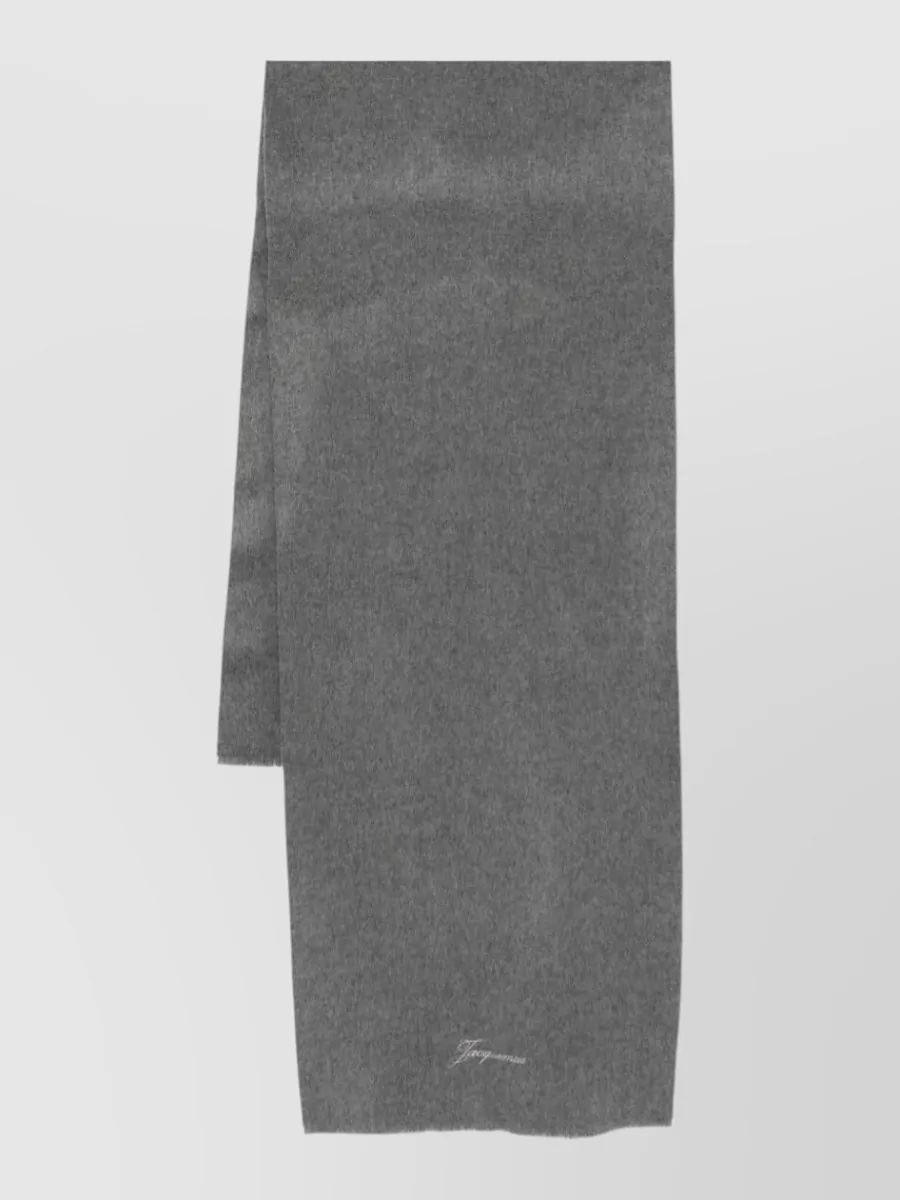 JACQUEMUS 직사각형 울 캐시미어 혼합 스카프 프레이드