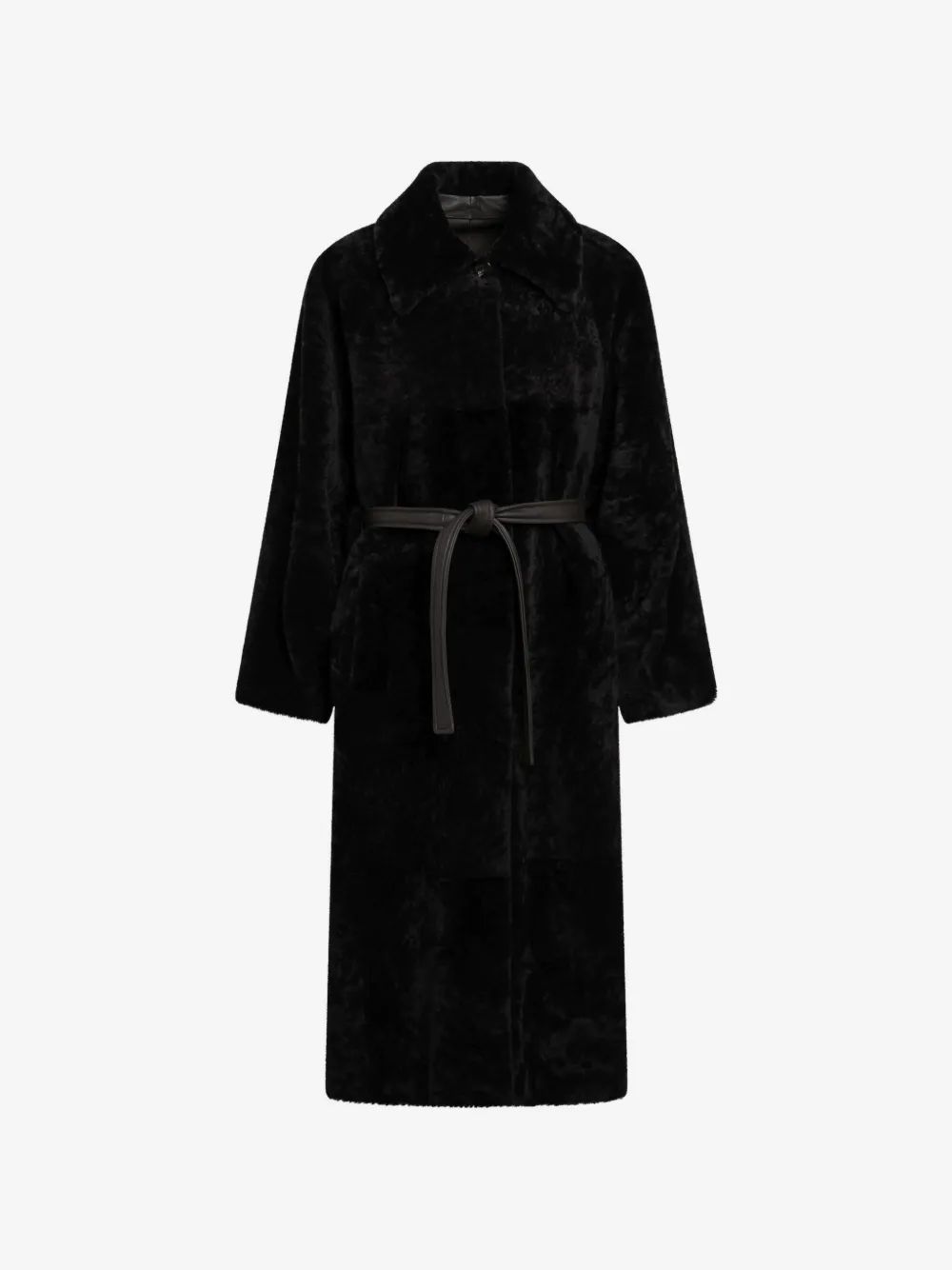 BLANCHA 벨트드 시어링 코트