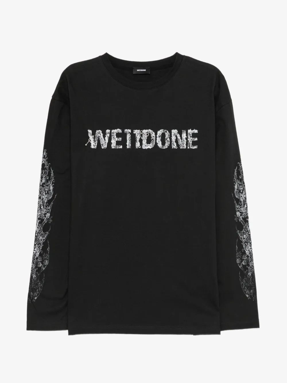 WE11DONE 레이스 패턴 로고 티셔츠