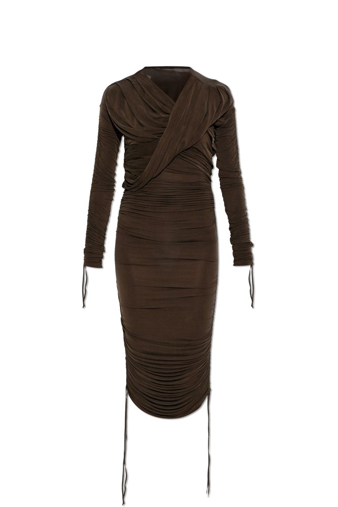 BALMAIN 드레이프 주름 드레스