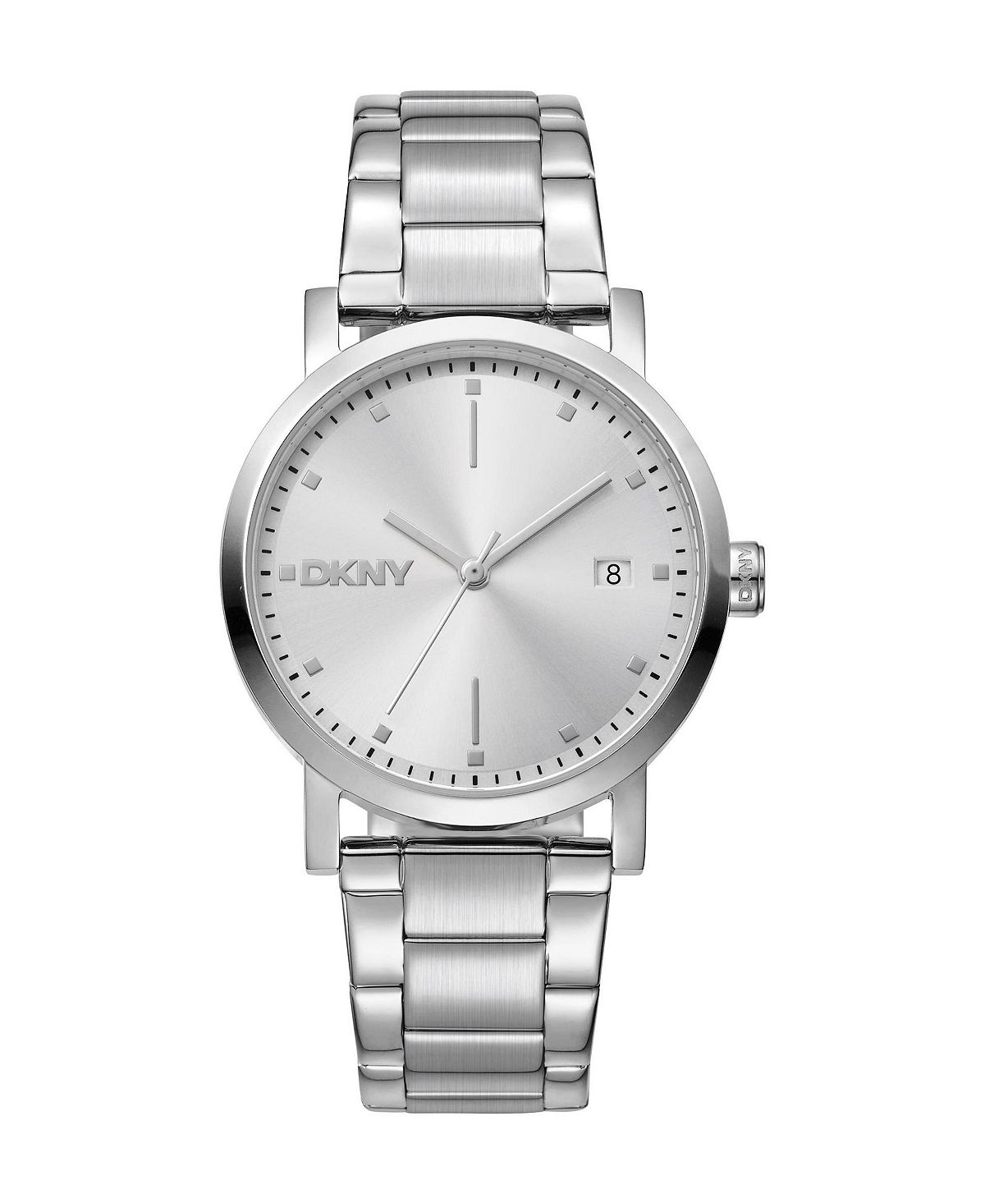 DKNY 여성 쿼츠 소호 미디 실버 스테인리스 스틸 브레이슬릿 시계 34mm