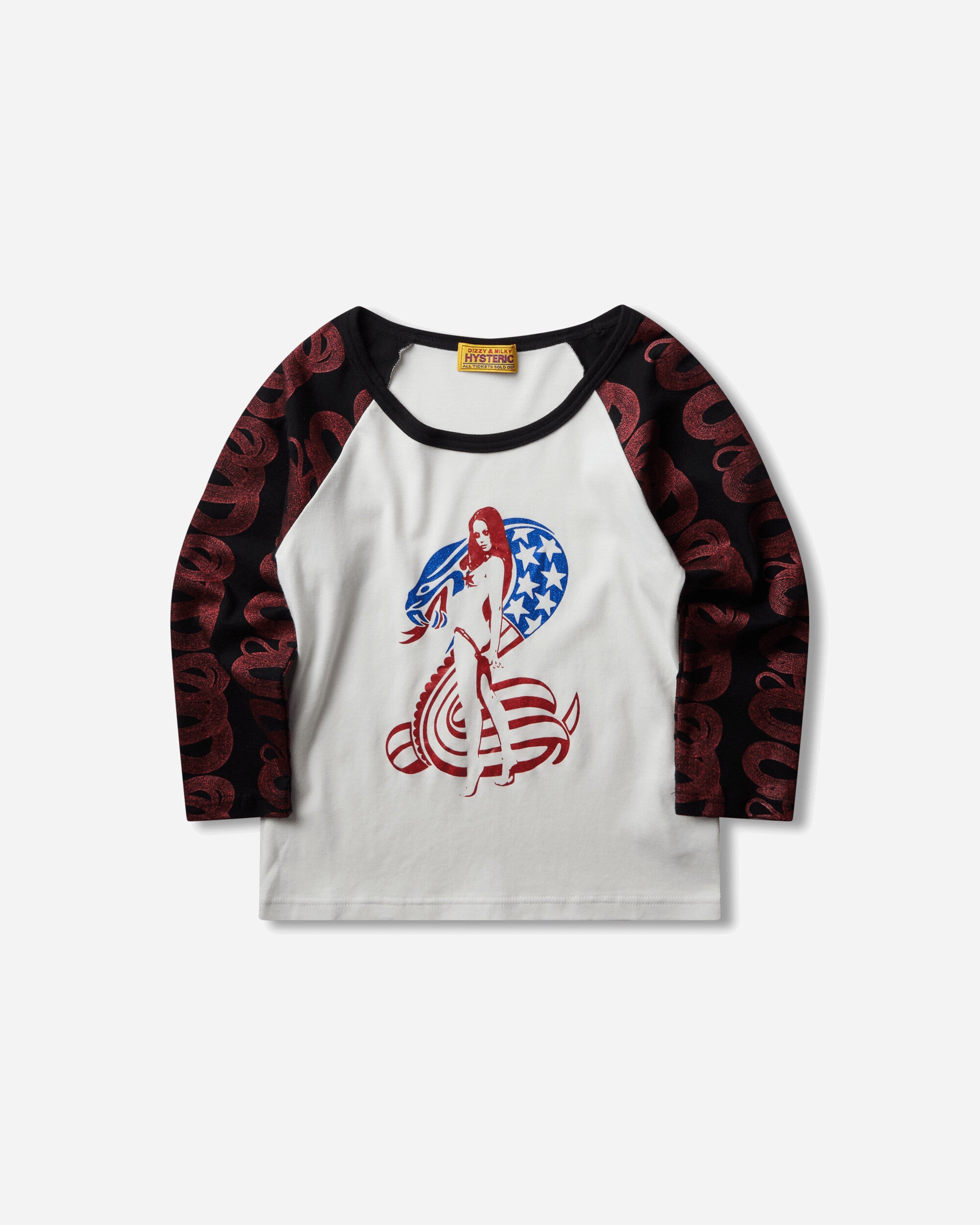 HYSTERIC GLAMOUR 여성 코브라 3/4 슬리브 베이비 티셔츠