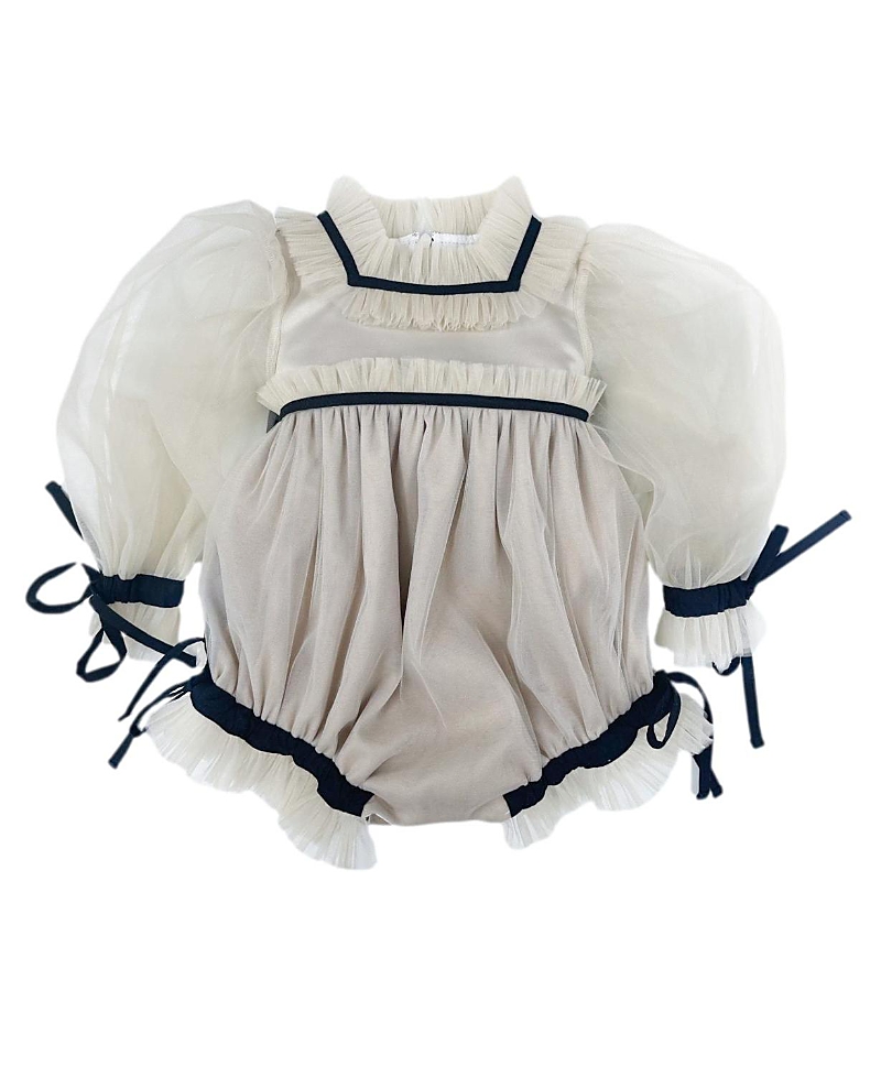 Petite Maison Kids 유니섹스 피티트 메종 코코 카라멜 튤 롬퍼 시어 퍼프 튤 소매