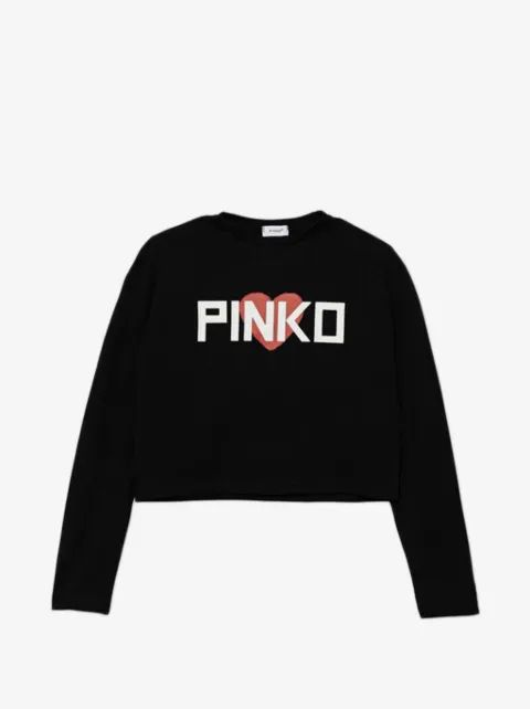 Pinko Kids 하트 모티프 크롭 티셔츠