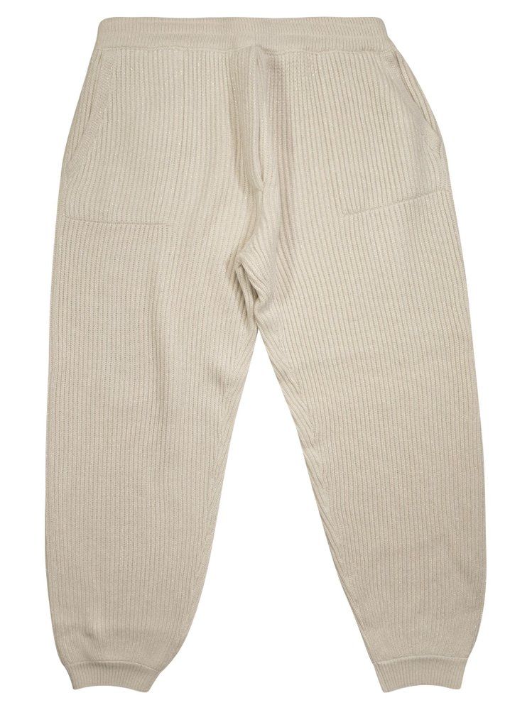 Brunello Cucinelli Kids 엘라스틱 리브 니트 바지