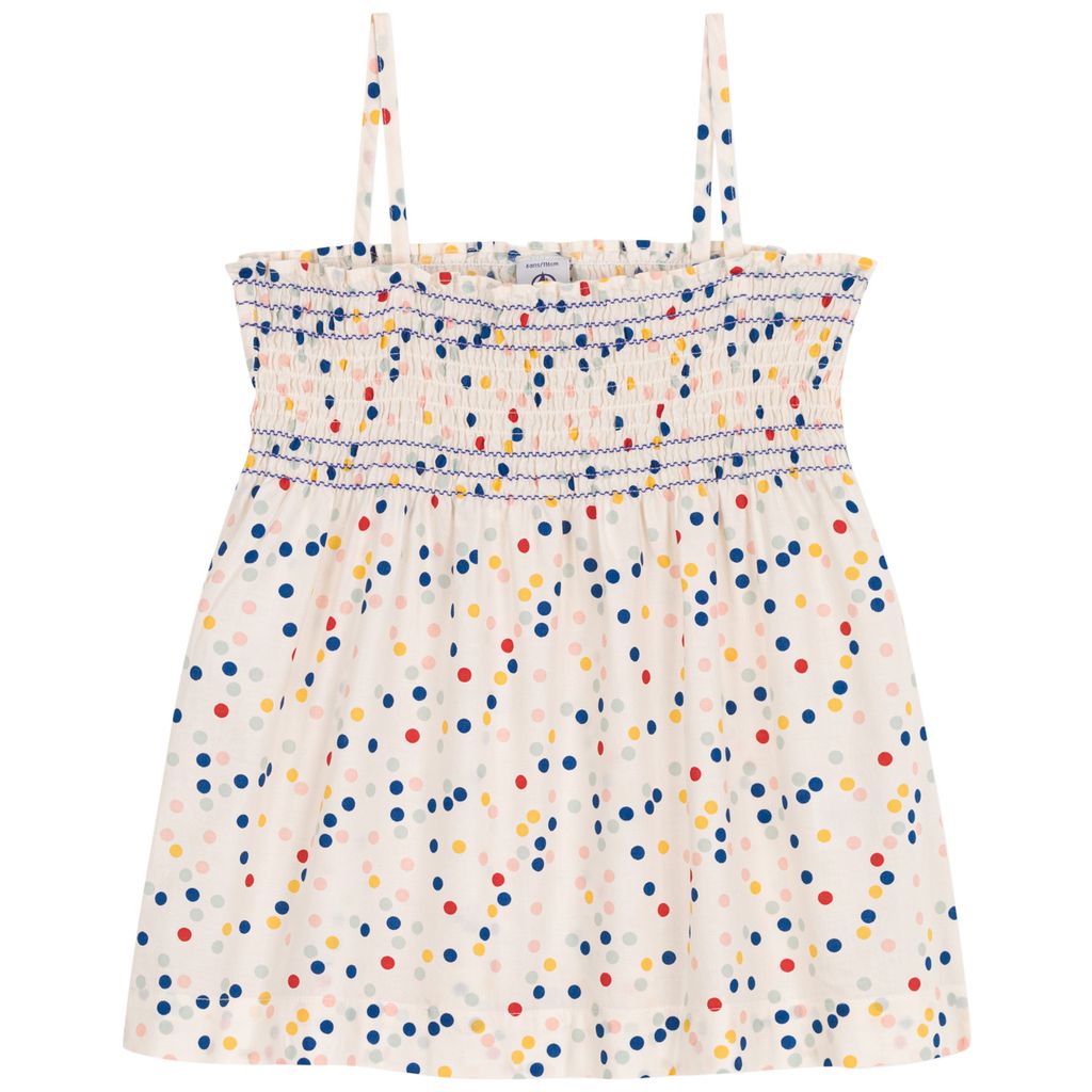 PETIT BATEAU KIDS 탱크탑 폴카 도트 패턴 크림