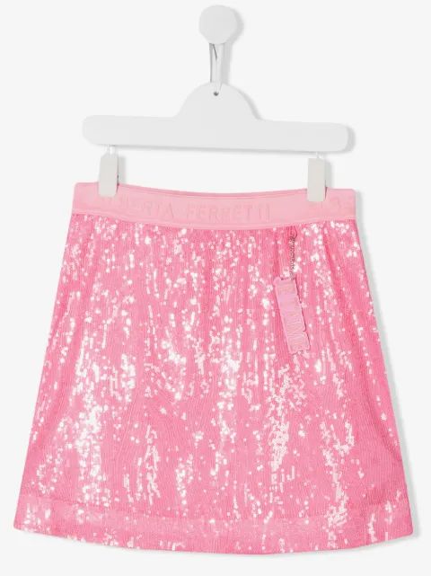 Alberta Ferretti Kids 틴 시퀸 장식 미니 스커트