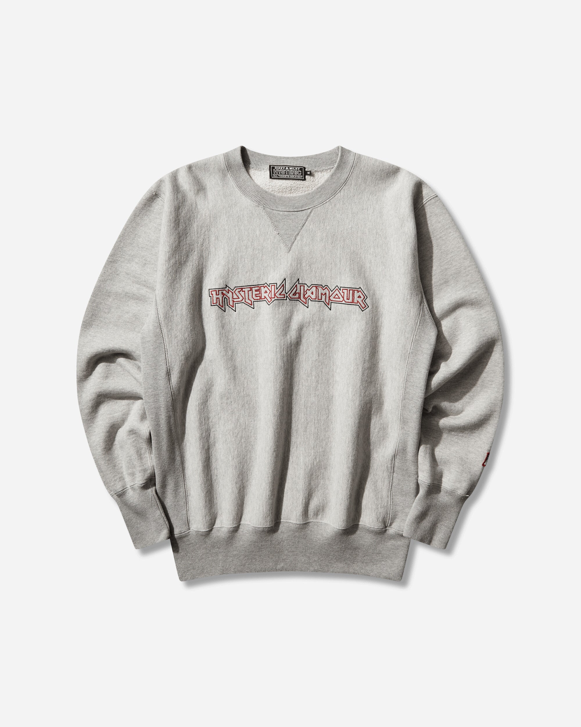 HYSTERIC GLAMOUR 남성 메이든 로고 자수 스웨트셔츠 그레이