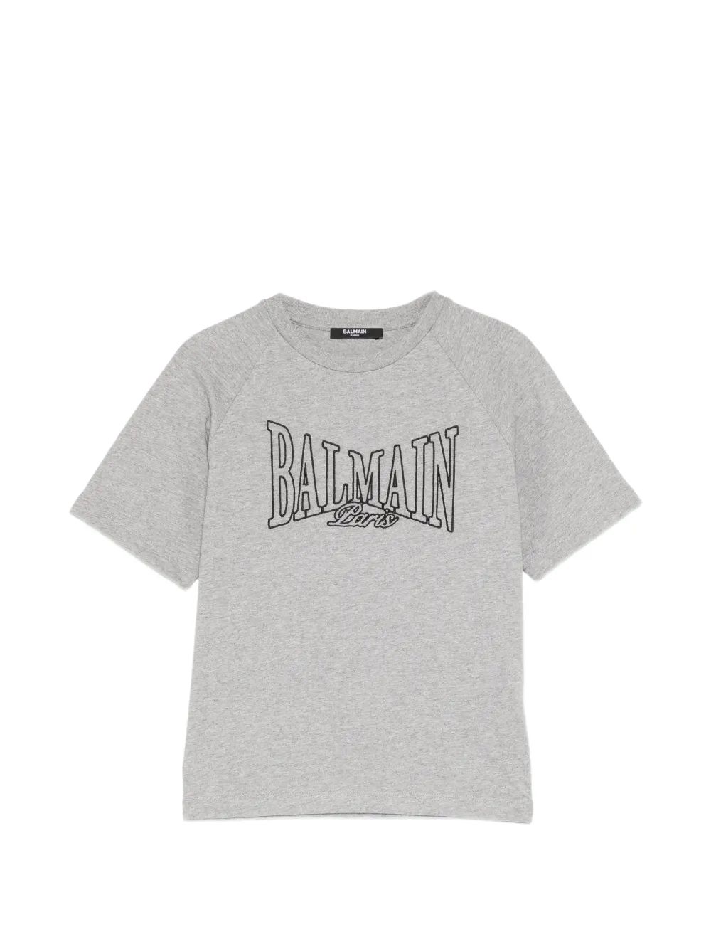 Balmain Kids 로고 자수 래글런 티셔츠