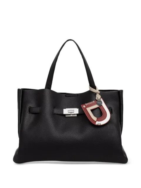 DKNY 브라이어 로고 참 페블드 텍스처 토트백