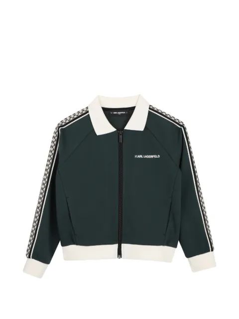 Karl Lagerfeld Kids 로고 프린트 지퍼 봄버 자켓