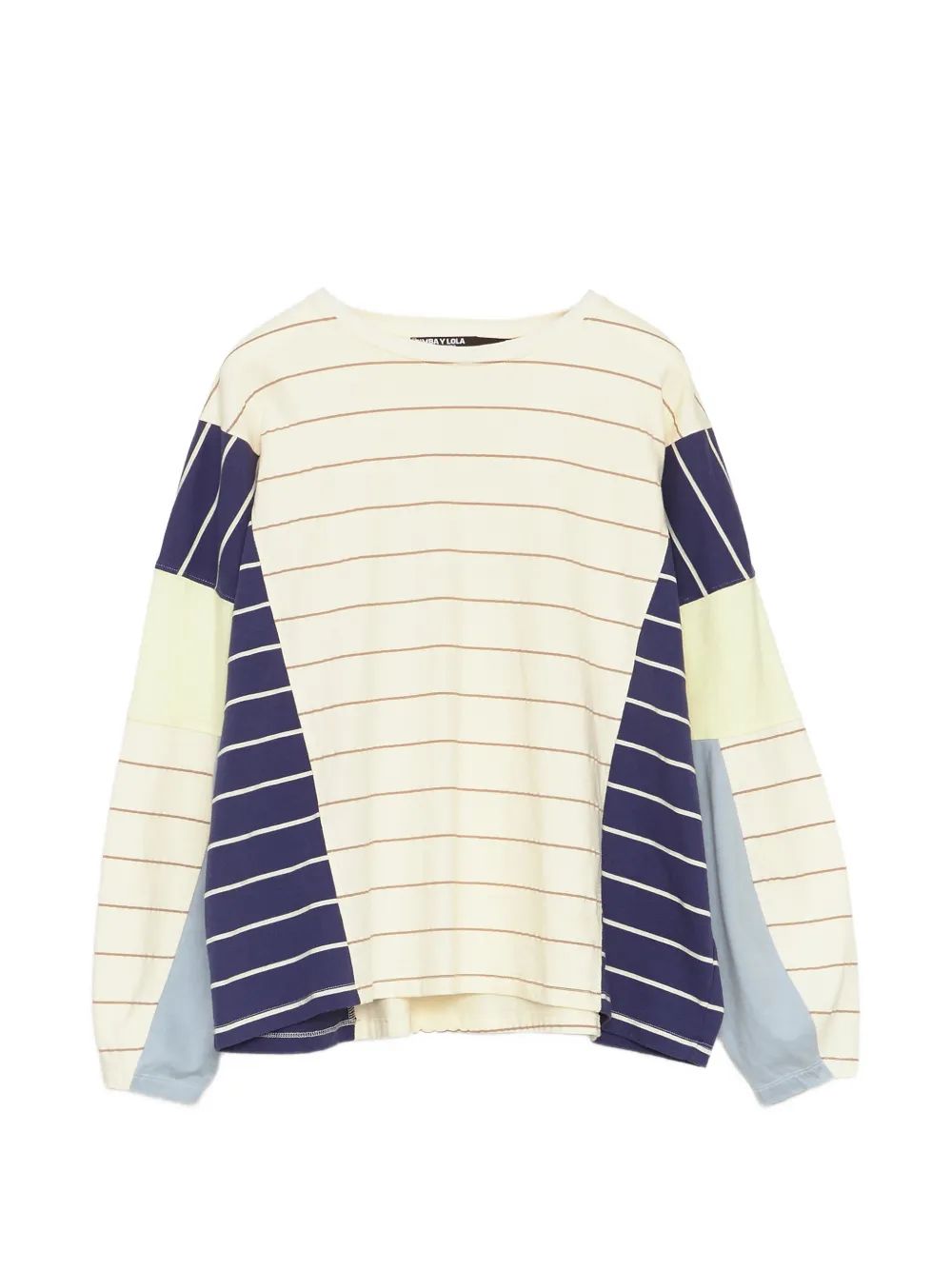 Bimba Y Lola 아이보리 멀티 스트라이프 오버사이즈 티셔츠
