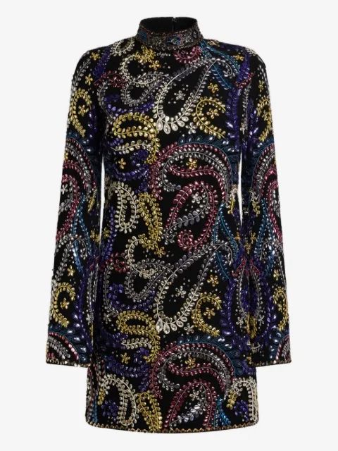 ETRO 페이즐리 자수 미니 드레스
