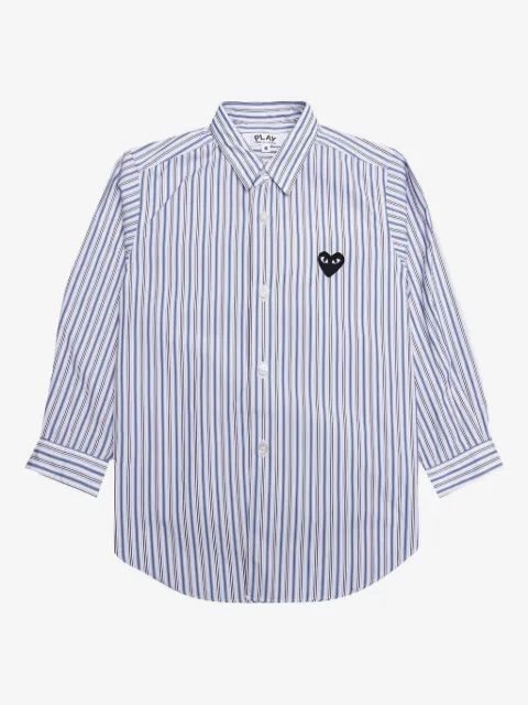 Comme Des Garçons Play Kids 스트라이프 하트 로고 셔츠