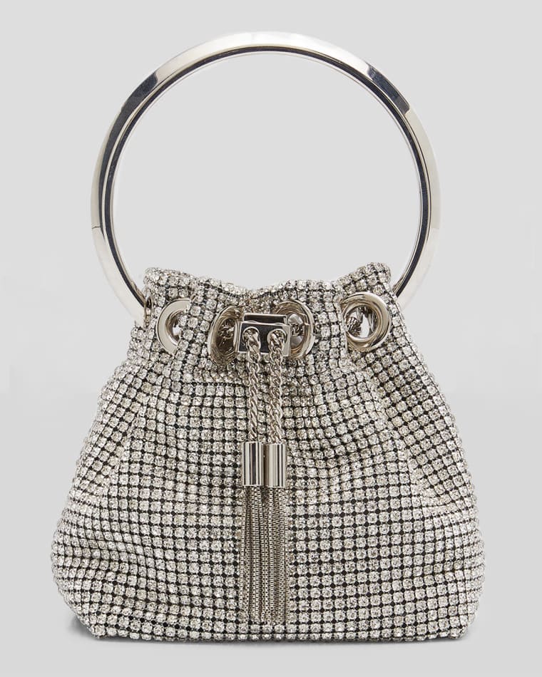 JIMMY CHOO 본 본 마이크로 크리스탈 버킷 백