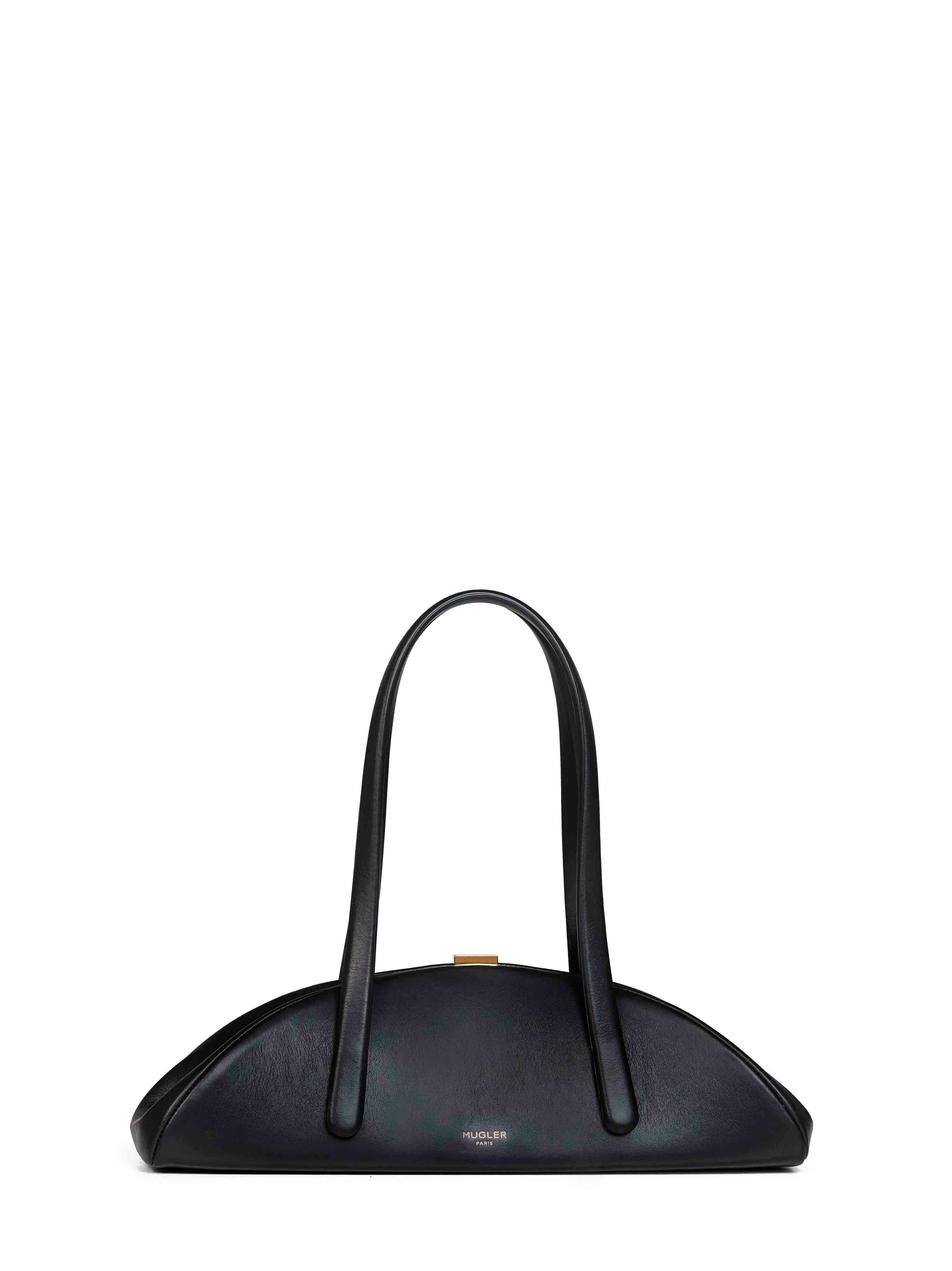 MUGLER 블랙 스네이크 루아 핸드백