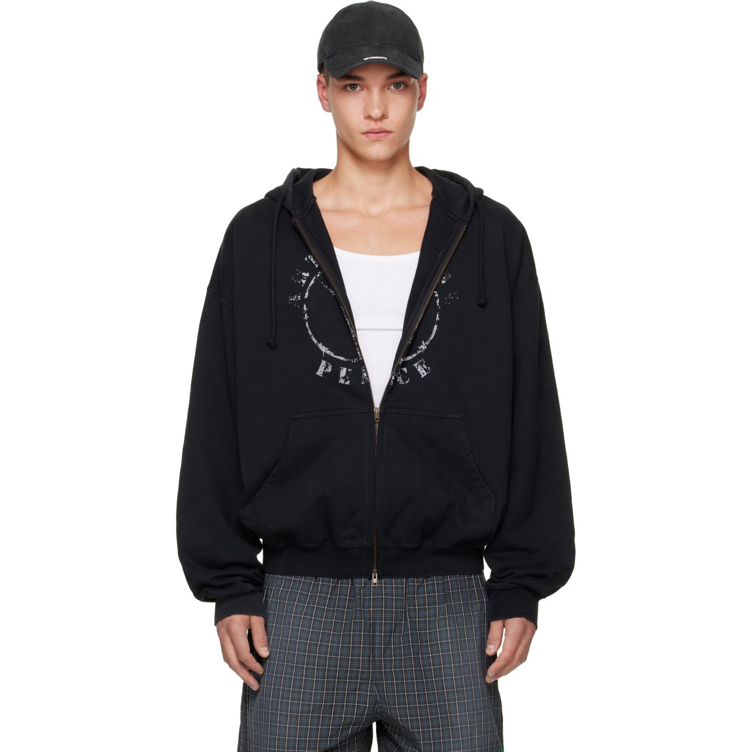 VETEMENTS 인조 평화 집업 후드