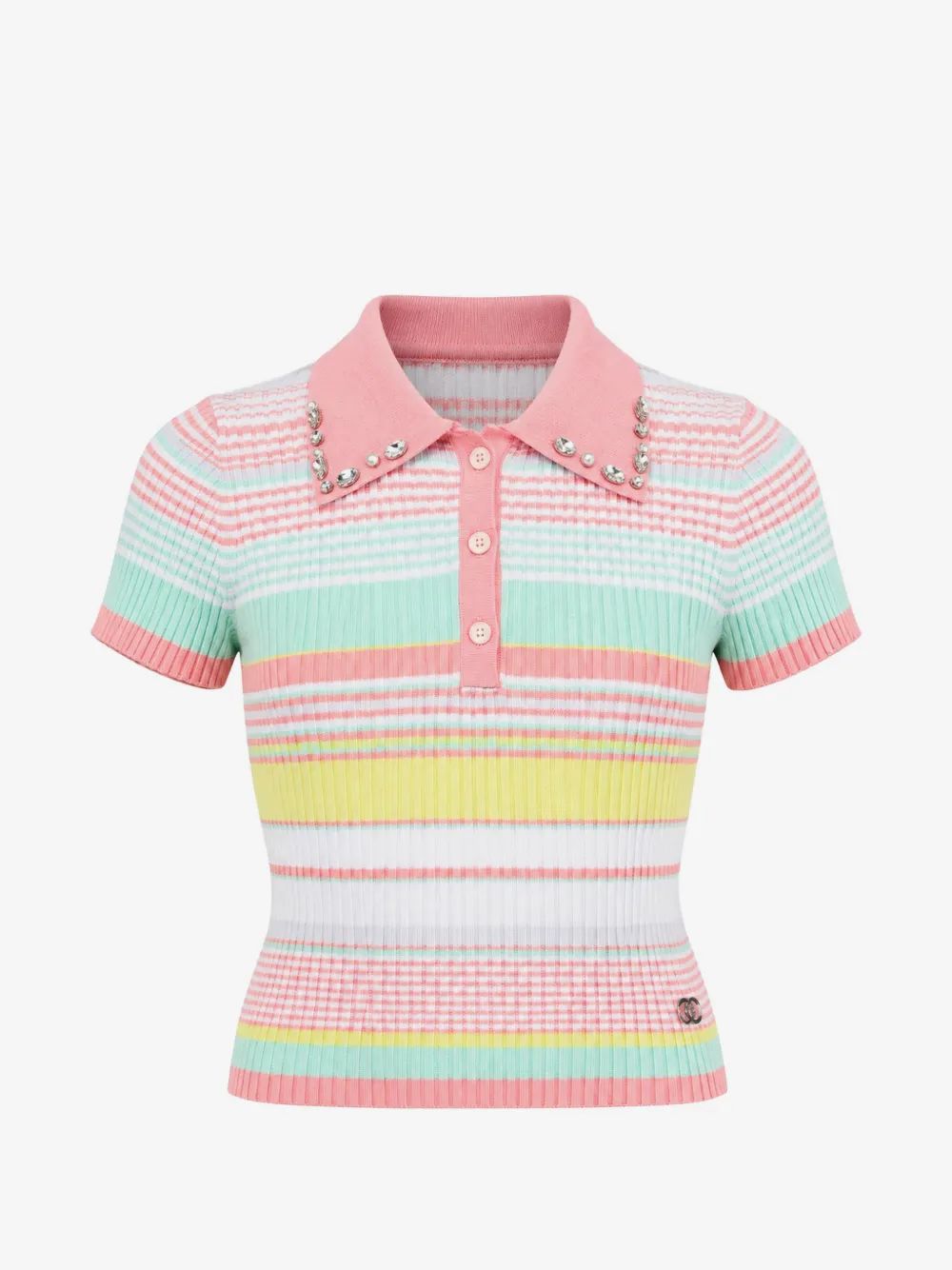 Liu Jo Kids 크리스탈 장식 스트라이프 폴로 셔츠