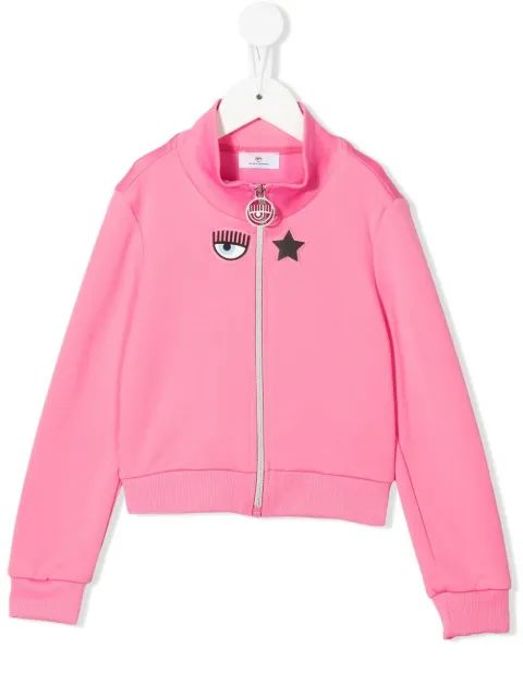 Chiara Ferragni Kids 로고 패치 집업 자켓