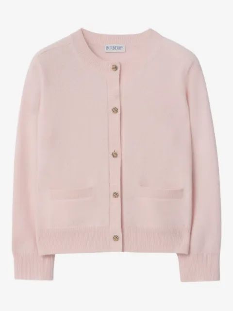 Burberry Kids 체크 슬리브 패치 가디건