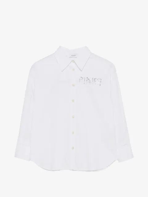 Pinko Kids 크리스탈 장식 로고 프린트 셔츠