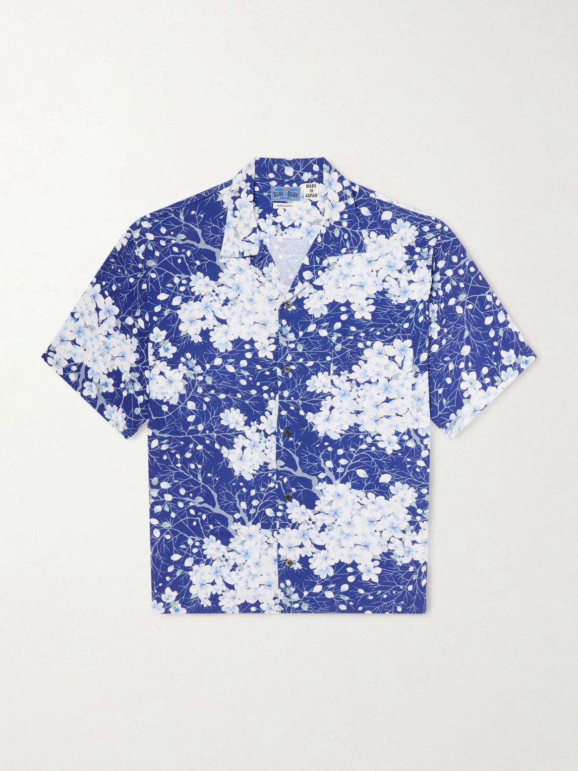 BLUE BLUE JAPAN 사쿠라 카자 컨버터블 칼라 우븐 셔츠