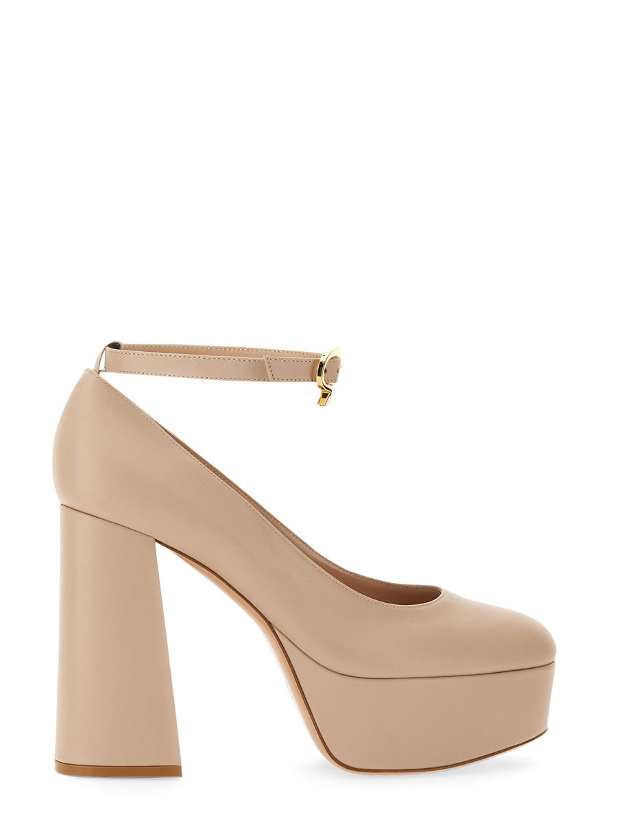 GIANVITO ROSSI 마닐라 120mm 가죽 플랫폼 펌프스