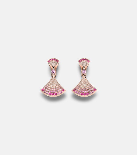 BULGARI 디바스 드림 18kt 골드 귀걸이 핑크 사파이어 루비 다이아몬드