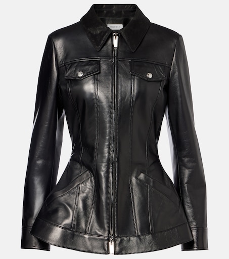 ALEXANDER MCQUEEN 페플럼 가죽 재킷