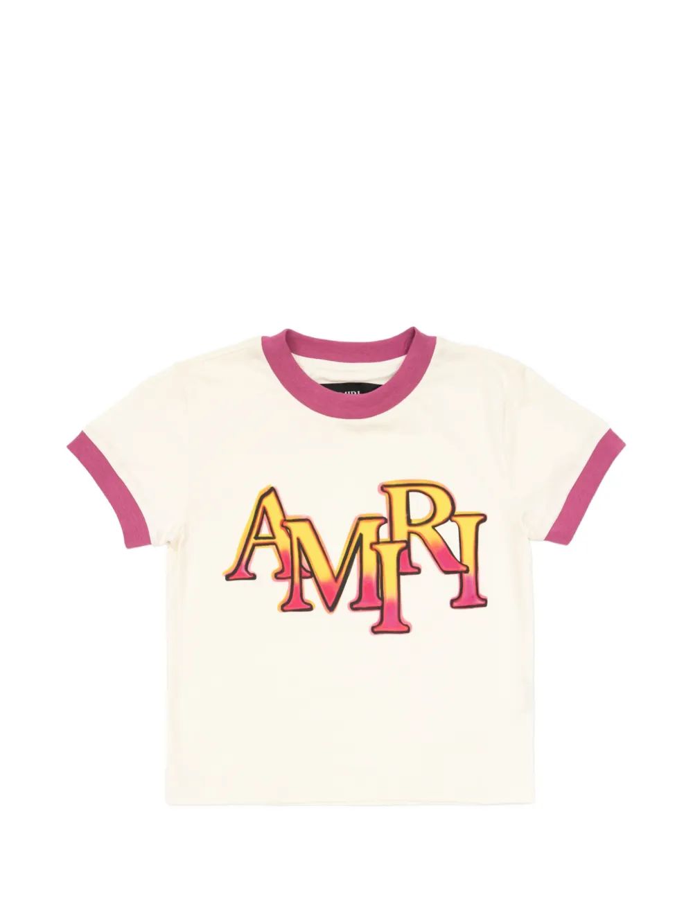 AMIRI KIDS 스태거드 로고 프린트 링거 티셔츠
