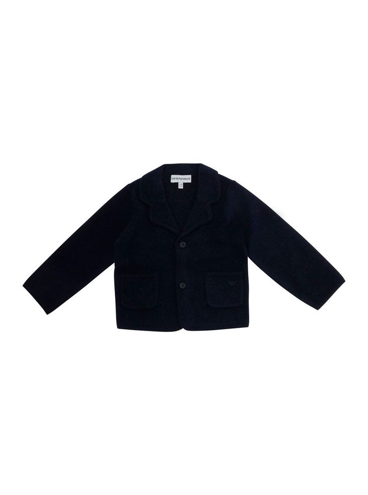 Emporio Armani Kids 로고 자수 버튼 가디건