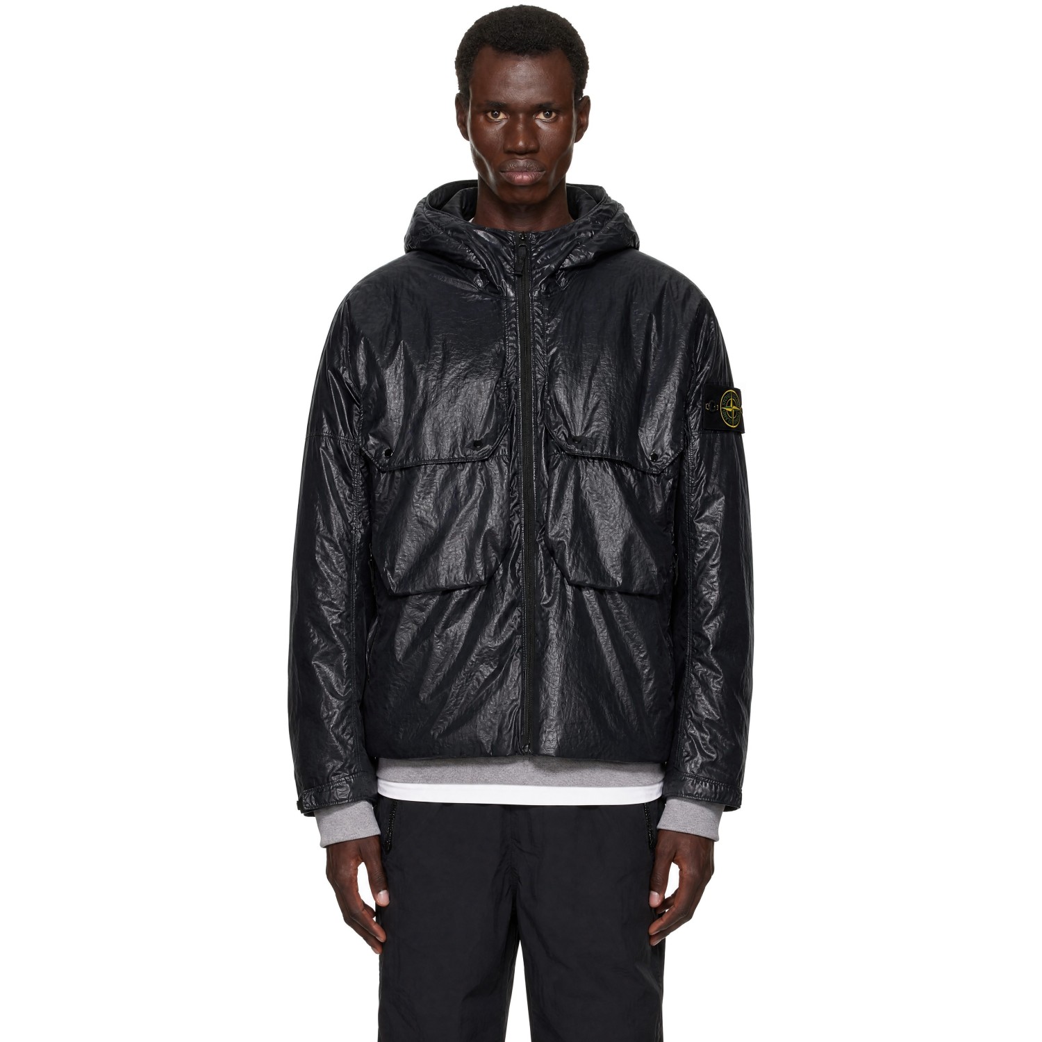 STONE ISLAND 블랙 Q100019 라이트 나일론 3L-TC 자켓