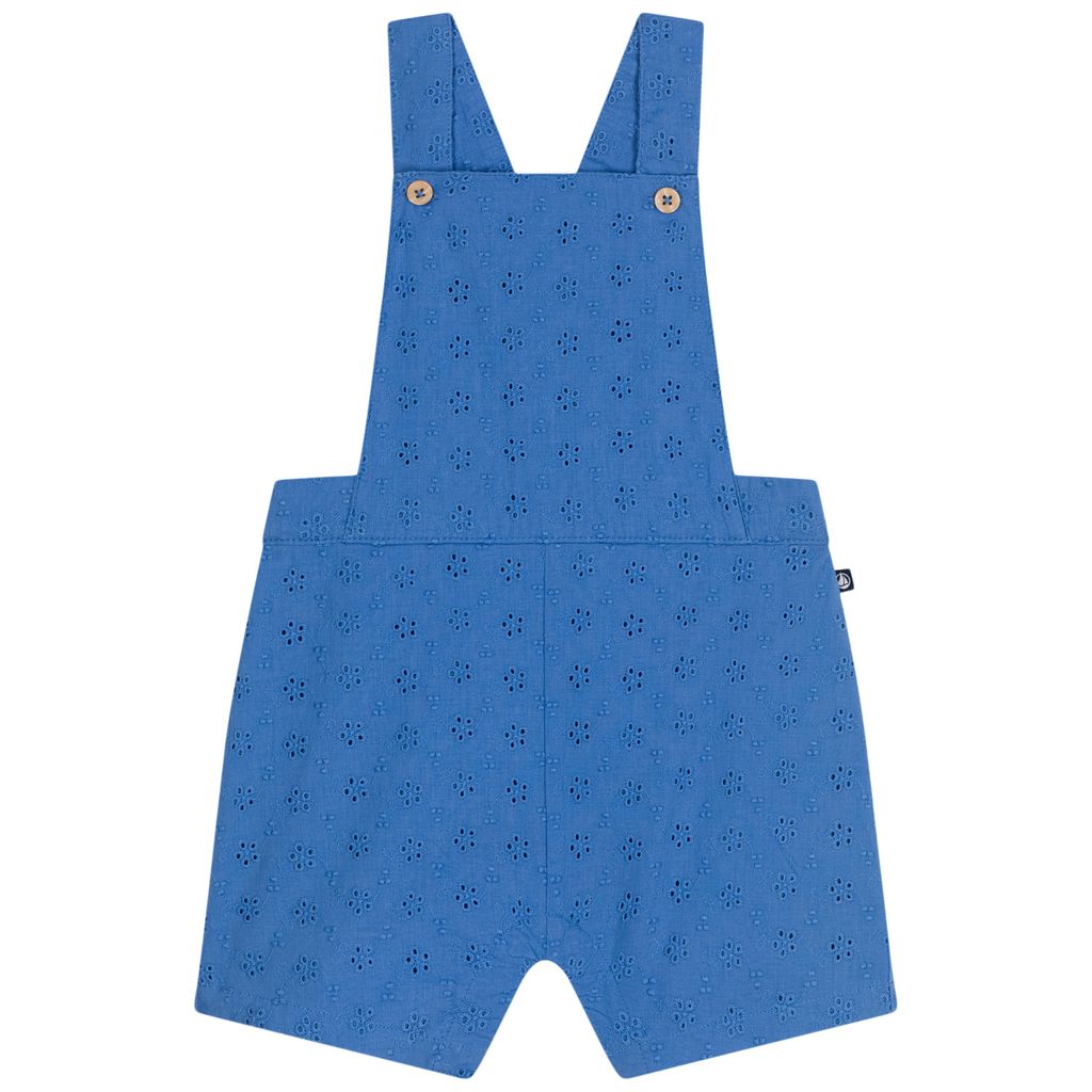 PETIT BATEAU KIDS 브로드리 앙글레즈 달린 오버올 쇼츠 블루