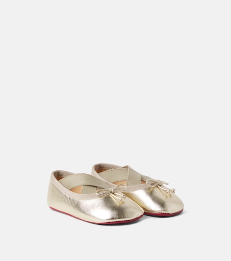 Christian Louboutin Kids 베이비 미니 카시아스티치나 가죽 발레 플랫
