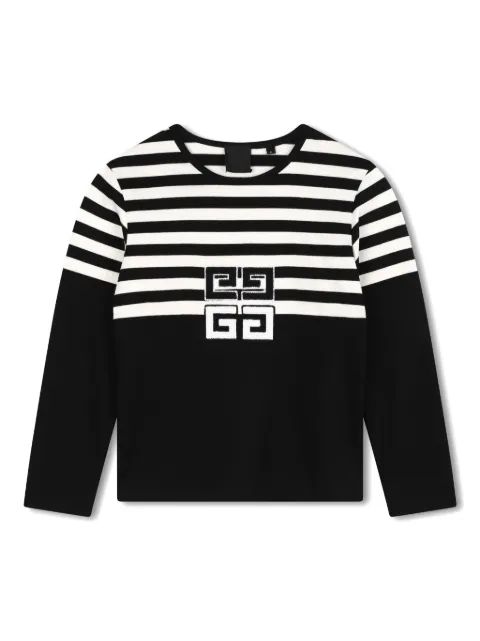 Givenchy Kids 4G 아플리케 스트라이프 티셔츠
