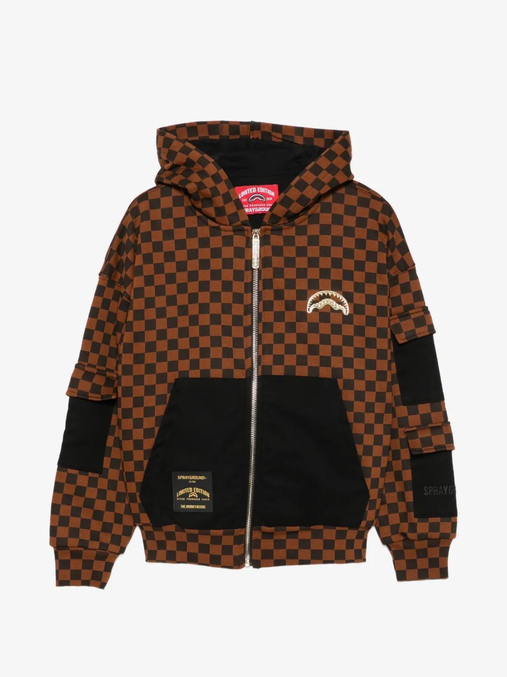 Sprayground Kids 체크 패턴 집업 후드