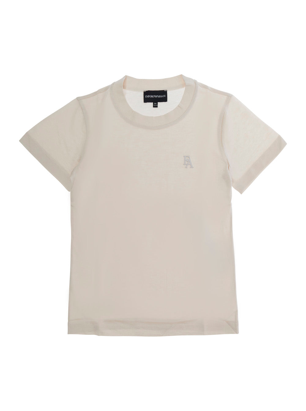 Emporio Armani Kids 미니 보이즈 코튼 혼합 로고 자수 라운드넥 티셔츠