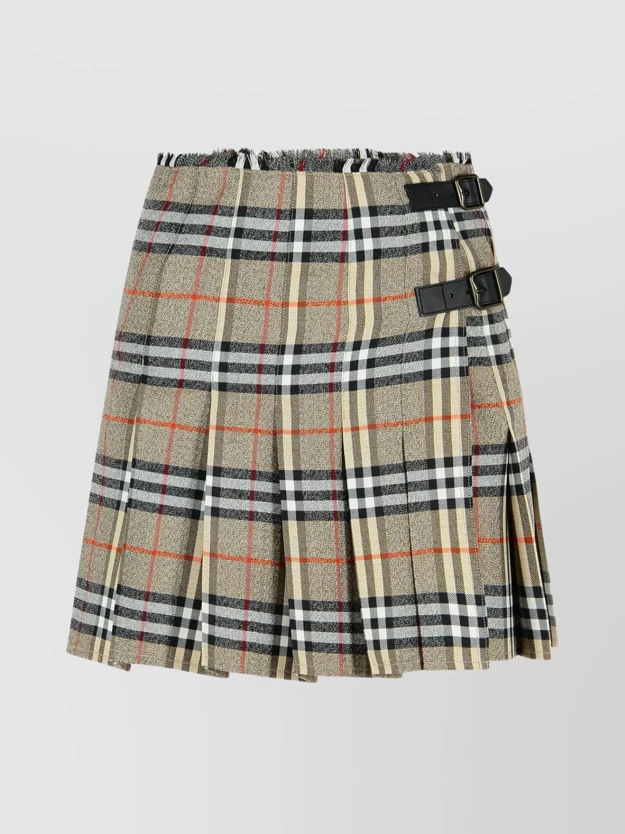 BURBERRY 울 플리츠 미니 스커트