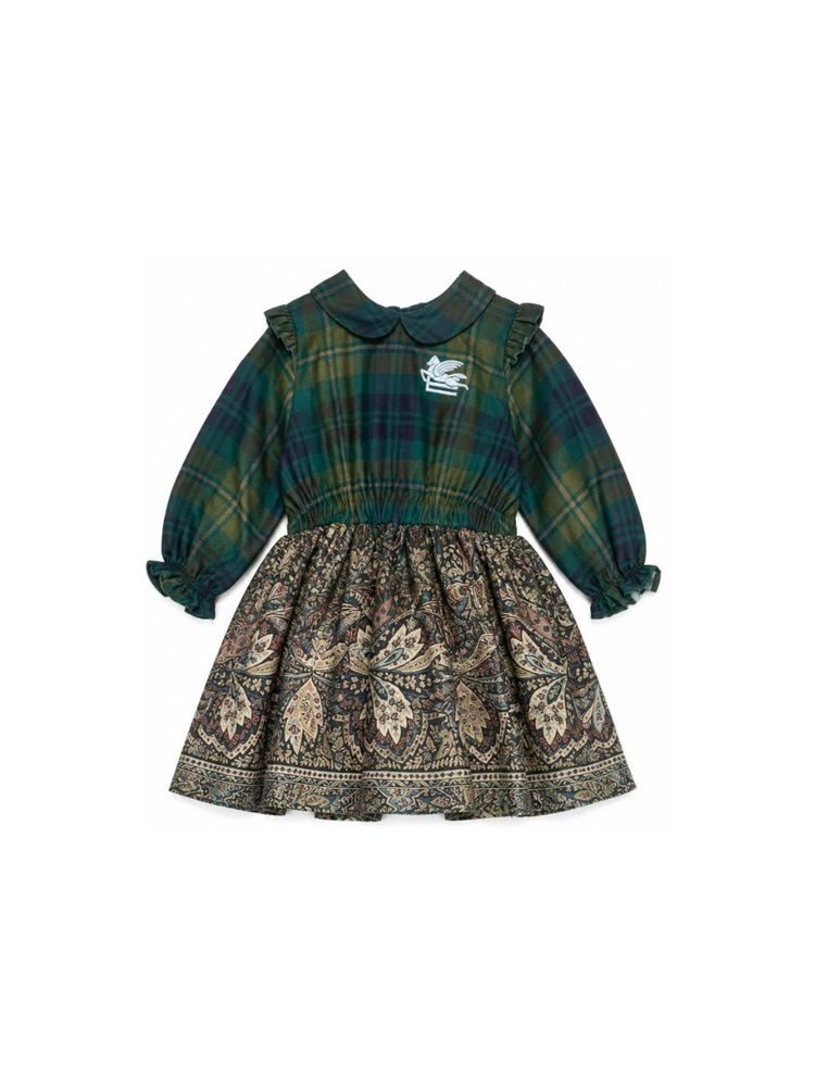 ETRO KIDS 페이즐리 프린트 체크 원피스