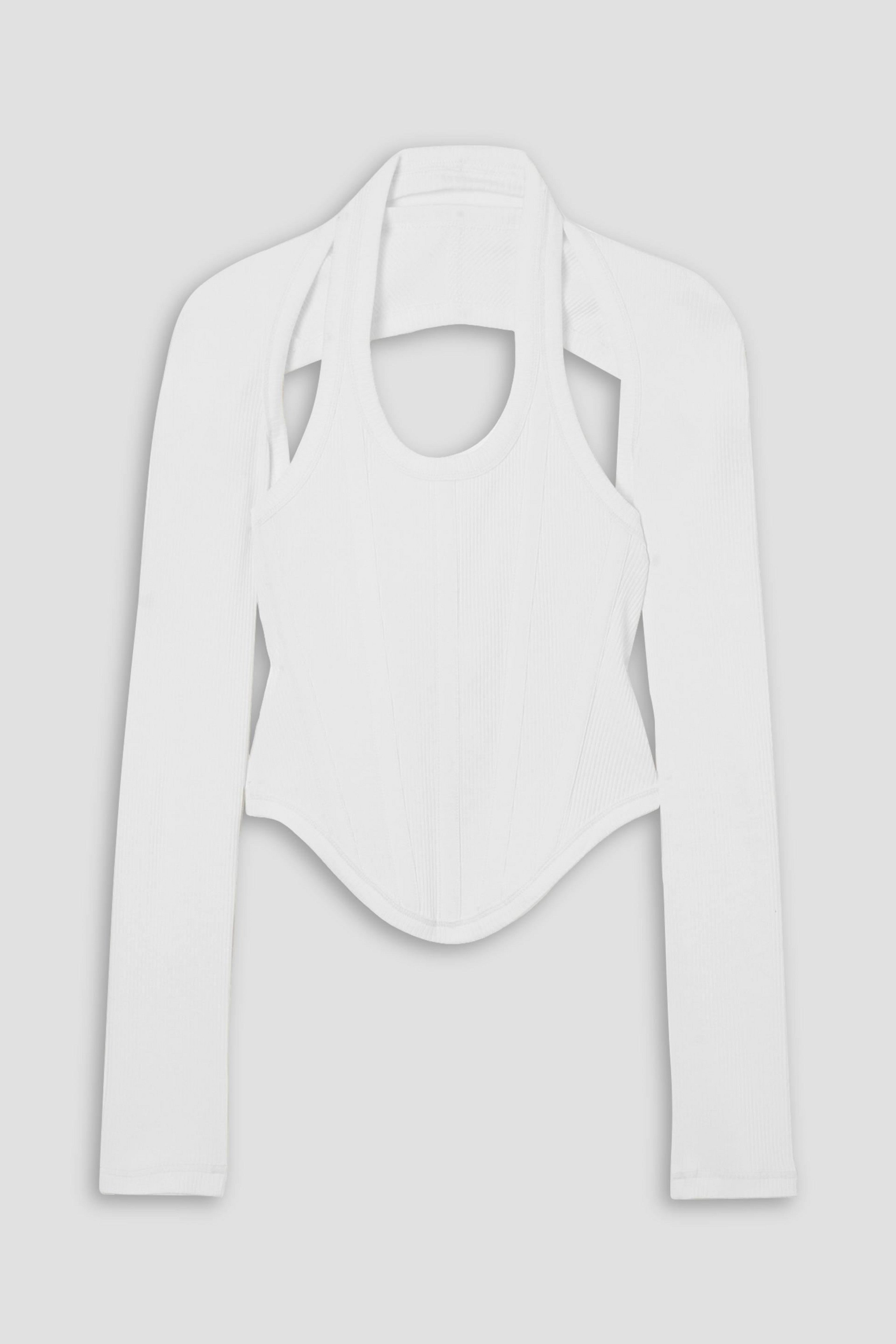 DION LEE 모듈러 리브드 스트레치 코튼 저지 버스티어 탑
