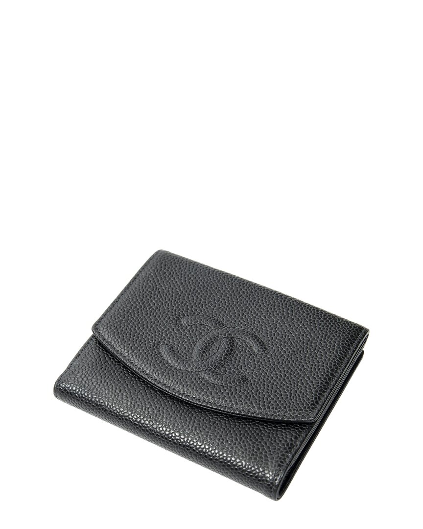 CHANEL 블랙 캐비어 가죽 타임리스 컴팩트 바이폴드 지갑