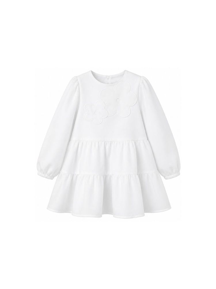 Simonetta kids 플라워 패치 크루넥 티어드 원피스