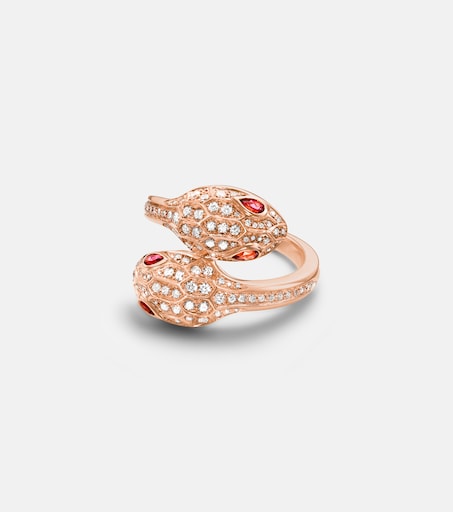 BULGARI 세르펜티 세두토리 18kt 로즈 골드 반지 다이아몬드 루벨라이트