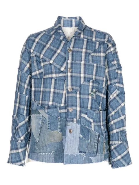 GREG LAUREN 패치워크 체크 셔츠