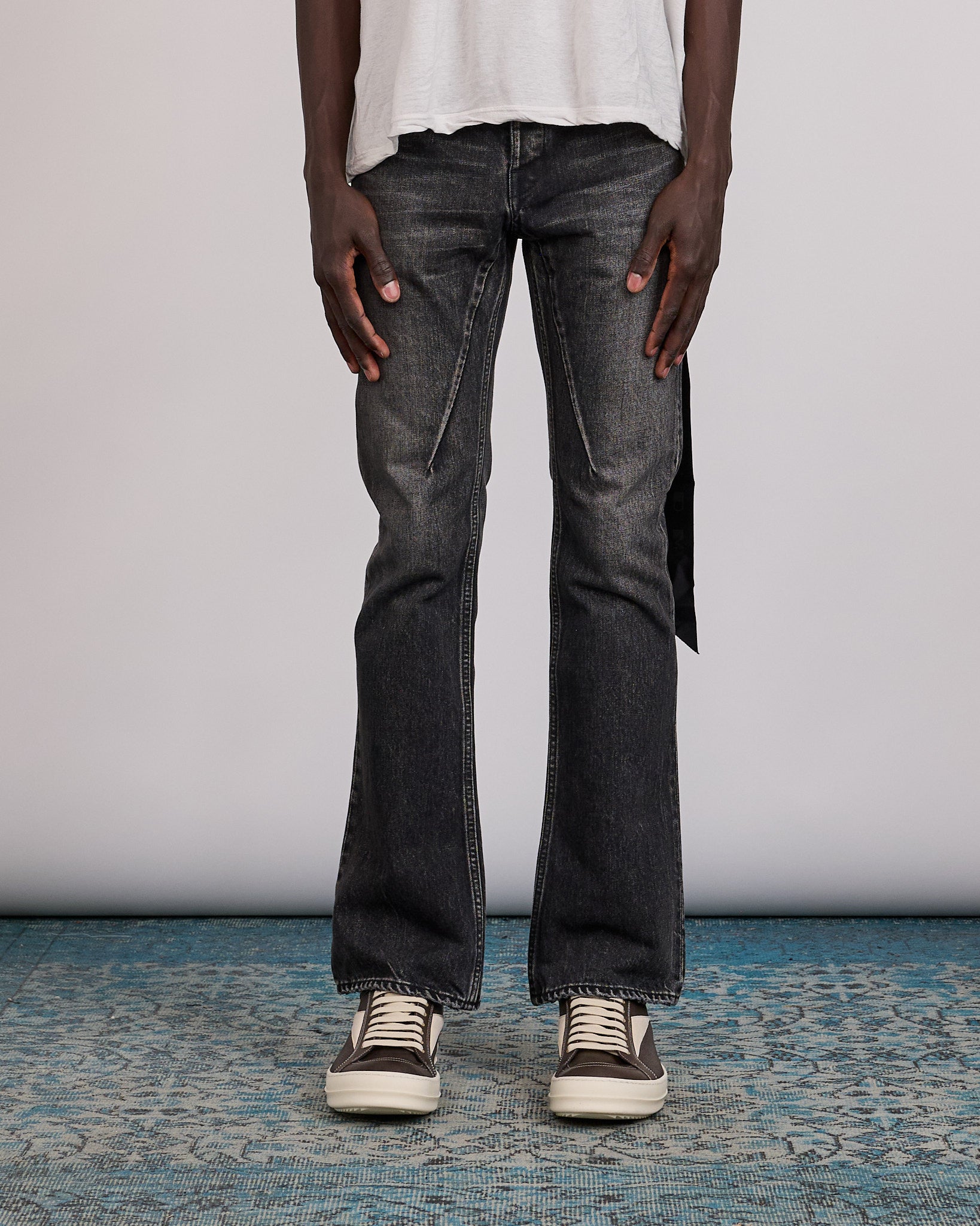 RICK OWENS DRKSHDW MIJ 라이더 진 14.5oz 워시드 블랙