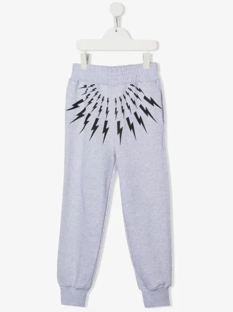 Neil Barrett Kids 페어 아일 썬더볼트 프린트 조거