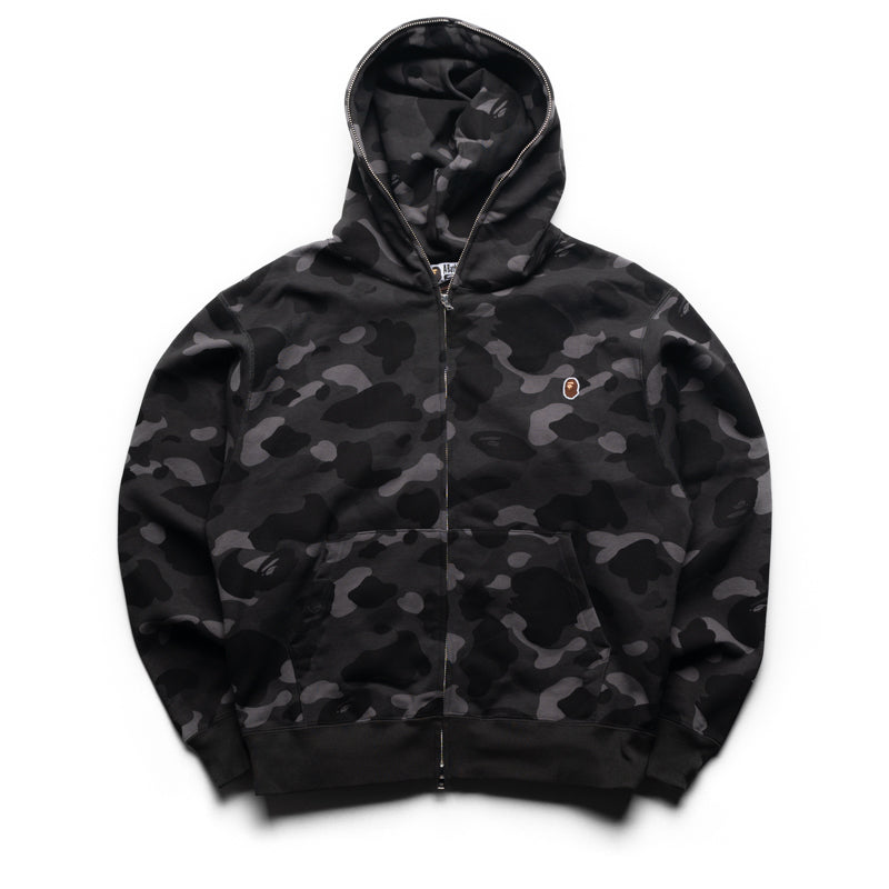 Bape 원 포인트 컬러 카모 크롭 풀 집 후드티