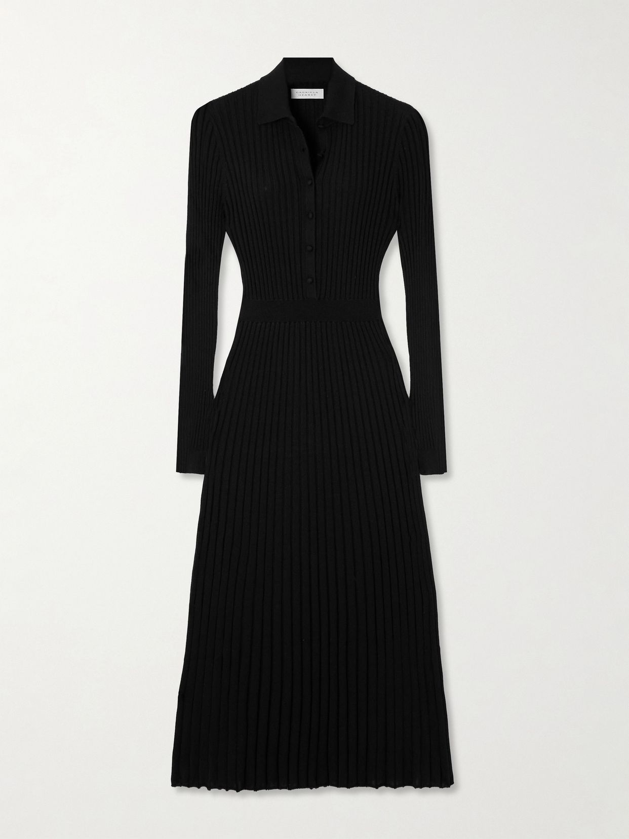 GABRIELA HEARST 아르도르 리브드 캐시미어 실크 혼합 미디 드레스