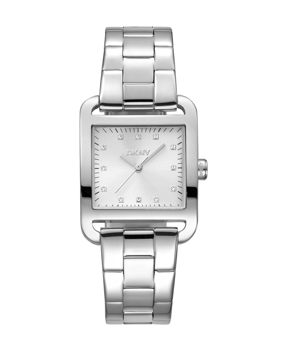 DKNY 여성 아이코닉 쿼츠 방수 실버 스테인리스 스틸 팔찌 시계 27mm